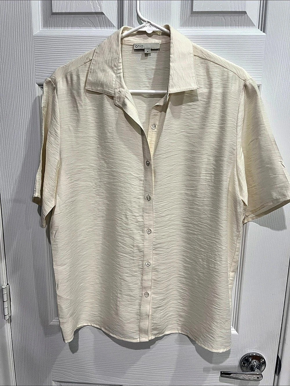 Onia Short Sleeve Button Down in Cream Size Small New